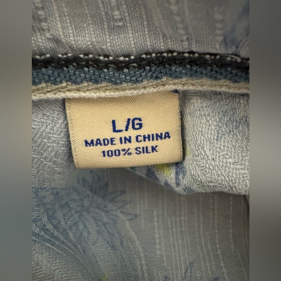 Tommy Bahama Silk Hawaiian Pineapple Shirt Short Sleeve Button Up Blue Large - Picture 5 of 10